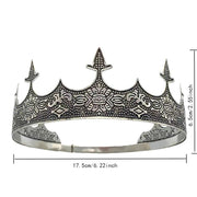Men Crown Headpiece Royal Vintage Metal Crown Gold Medieval King Costume Party V528-CROWN-SILVER-459386
