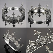 Men Crown Headpiece Royal Vintage Metal Crown Gold Medieval King Costume Party V528-CROWN-SILVER-459386