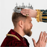 Men Crown Headpiece Royal Vintage Metal Crown Gold Medieval King Costume Party V528-CROWN-SILVER-459386