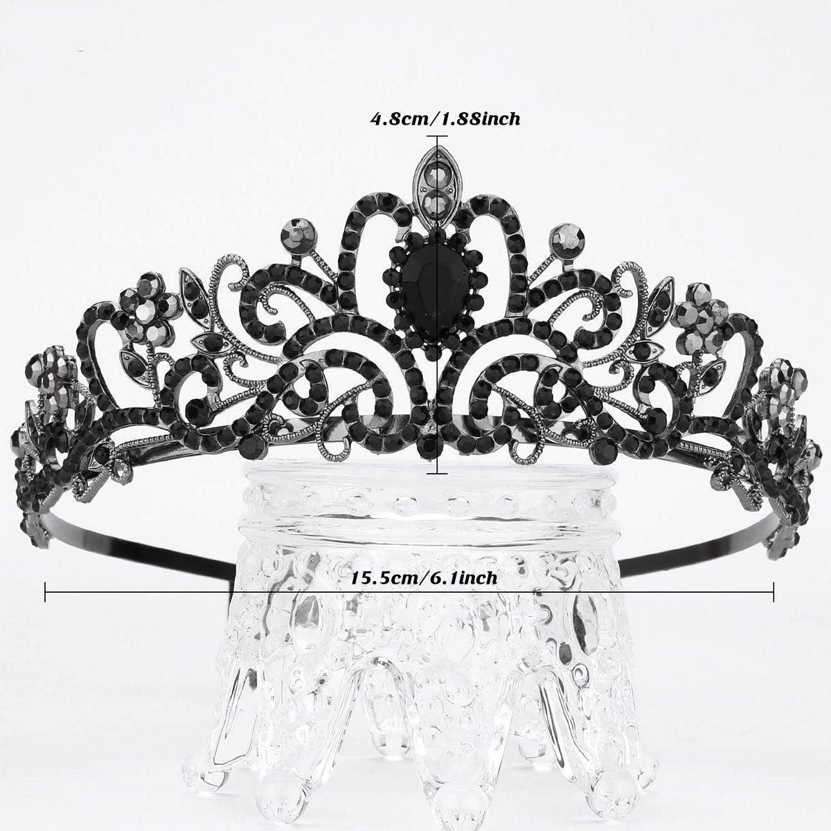 Princess Rhinestone Queen Hair Tiara Headband Hair Accessories Crystal Crown - Silver-Blue V528-CROWN-SILVER-BLUE-930912