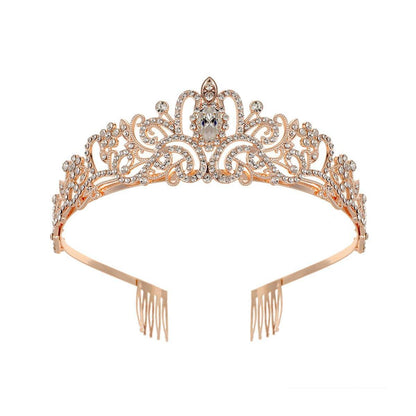 Princess Rhinestone Queen Hair Tiara Headband Hair Accessories Crystal Crown - Silver-Blue V528-CROWN-SILVER-BLUE-930912