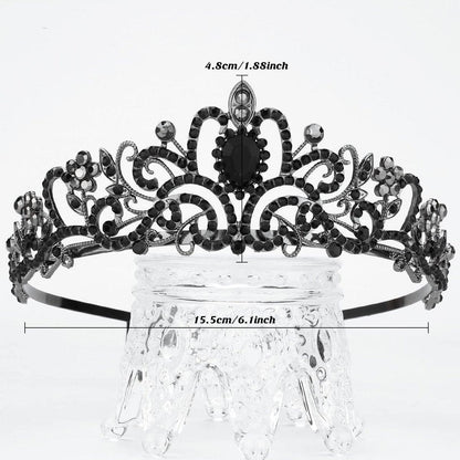 Princess Rhinestone Queen Hair Tiara Headband Hair Accessories Crystal Crown - Silver-Pink V528-CROWN-SILVER-PINK-415575
