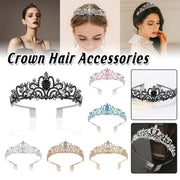 Princess Rhinestone Queen Hair Tiara Headband Hair Accessories Crystal Crown - Silver-White V528-CROWN-SILVER-WHITE-972504