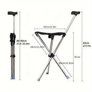 Stainless Steel Walking Stick with Seat Folding Cane Chair for Travel and Outdoor Use V528-CRUTCH-366118