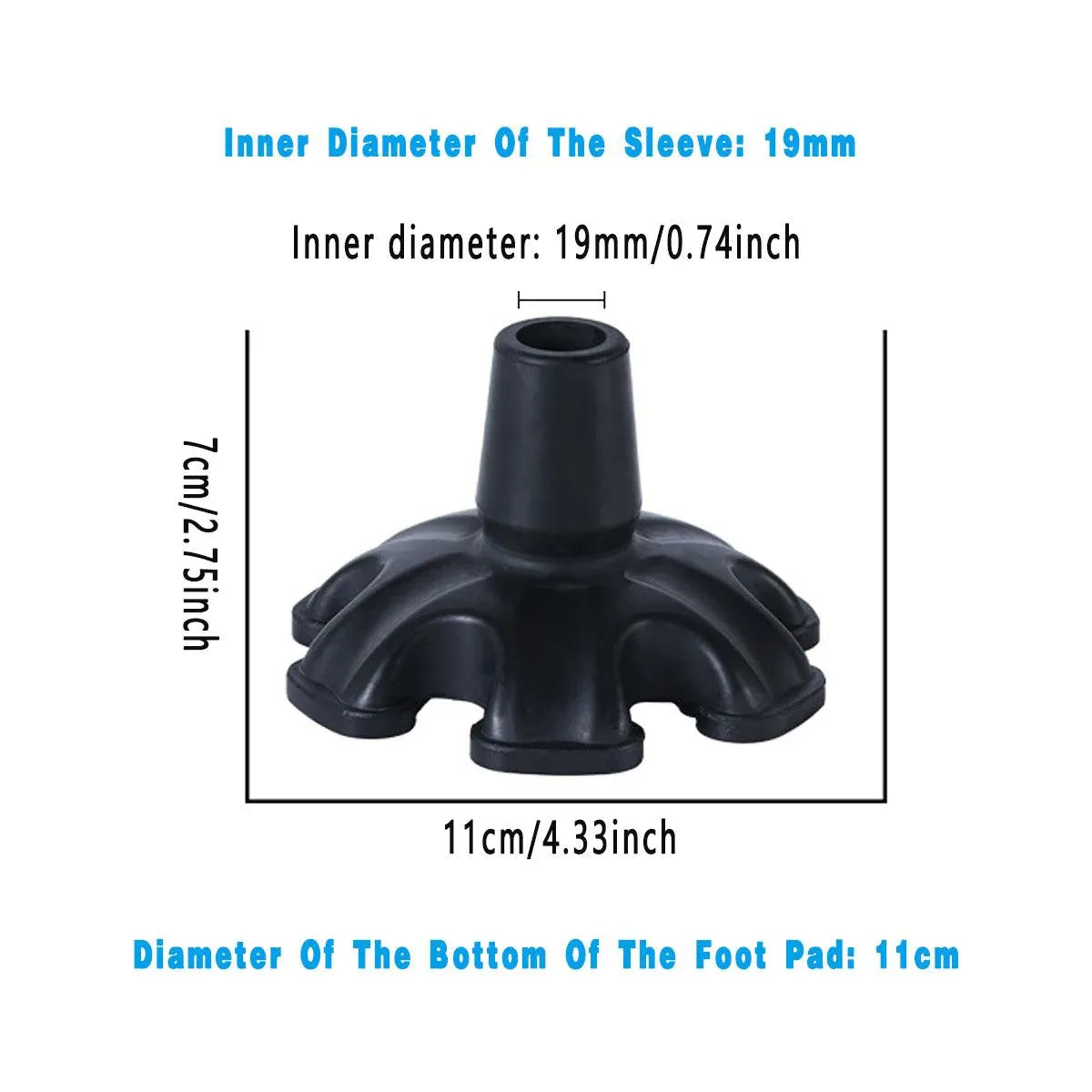 2PCS 19MM Non-Slip Rubber Foot Pads for Walking Cane Crutch Support Replacement V528-CRUTCH-PAD-2PCS-19MM-806219