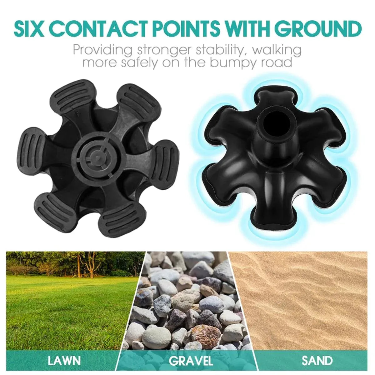2PCS 19MM Non-Slip Rubber Foot Pads for Walking Cane Crutch Support Replacement V528-CRUTCH-PAD-2PCS-19MM-806219