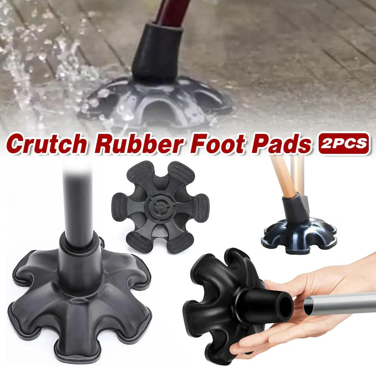 2PCS 19MM Non-Slip Rubber Foot Pads for Walking Cane Crutch Support Replacement V528-CRUTCH-PAD-2PCS-19MM-806219