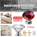 Door Knobs Handles Clear Crystal Diamond Glass Kitchen Cupboard Cabinet Pulls 40MM - Red-10PCS V528-CRYSTAL-RED-40MM-10PCS-85003