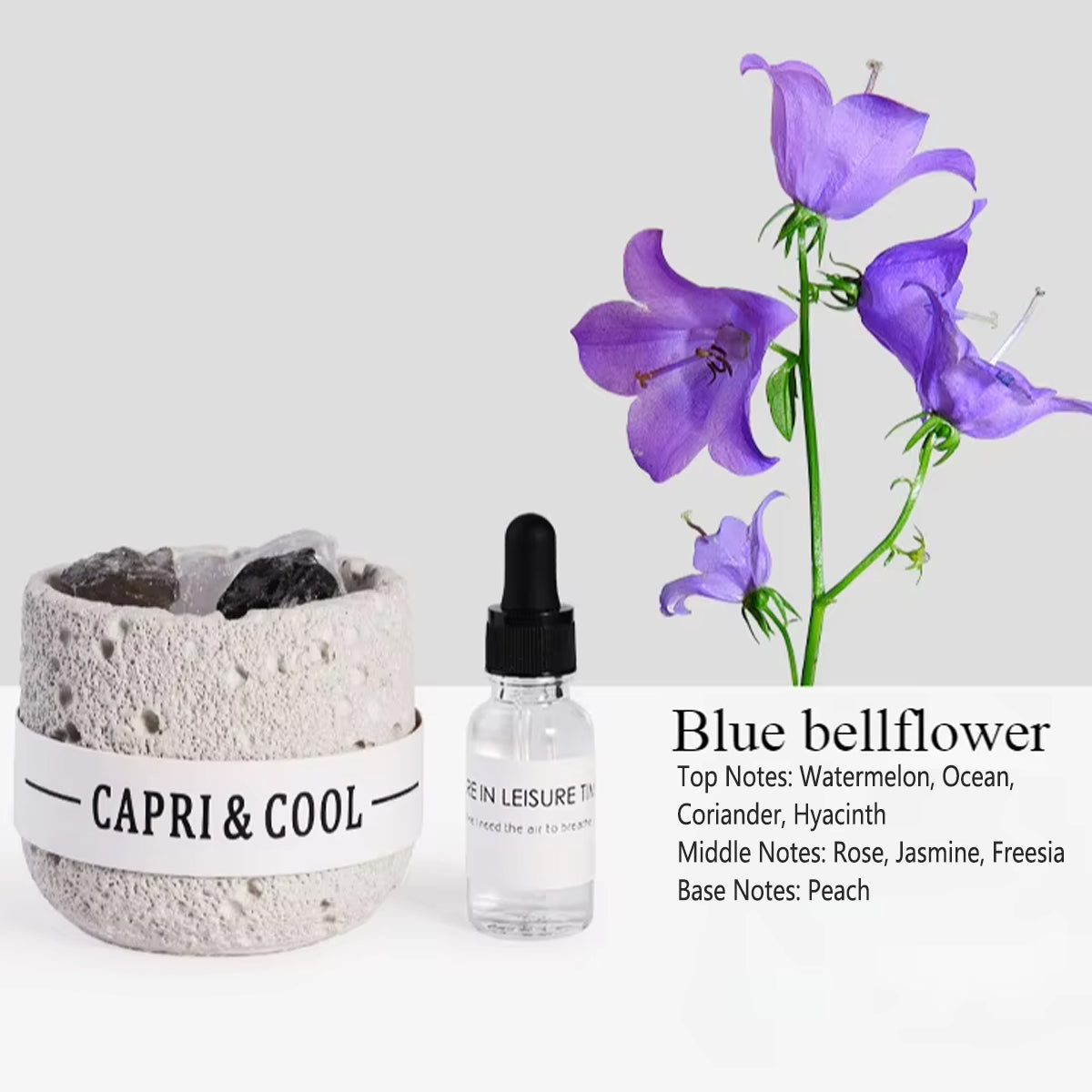 Crystal Stone Oil Diffuser Passive Aromatherapy Set White Natural Bedroom Decor - Blue Bellflower V528-CRYSTAL-STONE-BLUEBELL-247962