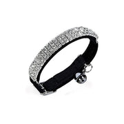 Suede Adjustable Pet Collar with Rhinestone for Cat Puppy 5 Colours Quick Release - Black V528-CRYSTALCOLLAR-BLACK-58026