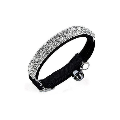 Suede Adjustable Pet Collar with Rhinestone for Cat Puppy 5 Colours Quick Release - Black V528-CRYSTALCOLLAR-BLACK-58026