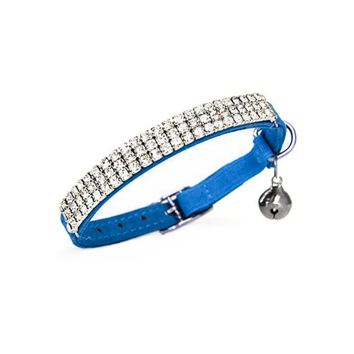 Suede Adjustable Pet Collar with Rhinestone for Cat Puppy 5 Colours Quick Release - Blue V528-CRYSTALCOLLAR-BLUE-17820