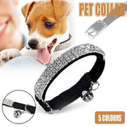 Suede Adjustable Pet Collar with Rhinestone for Cat Puppy 5 Colours Quick Release - Blue V528-CRYSTALCOLLAR-BLUE-17820