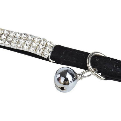Suede Adjustable Pet Collar with Rhinestone for Cat Puppy 5 Colours Quick Release - Blue V528-CRYSTALCOLLAR-BLUE-17820