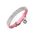 Suede Adjustable Pet Collar with Rhinestone for Cat Puppy 5 Colours Quick Release - Pink V528-CRYSTALCOLLAR-PINK-32778