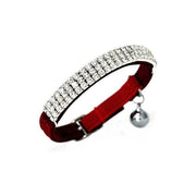 Suede Adjustable Pet Collar with Rhinestone for Cat Puppy 5 Colours Quick Release - Red V528-CRYSTALCOLLAR-RED-15845