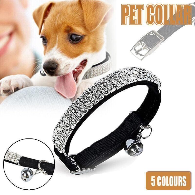 Suede Adjustable Pet Collar with Rhinestone for Cat Puppy 5 Colours Quick Release - Red V528-CRYSTALCOLLAR-RED-15845