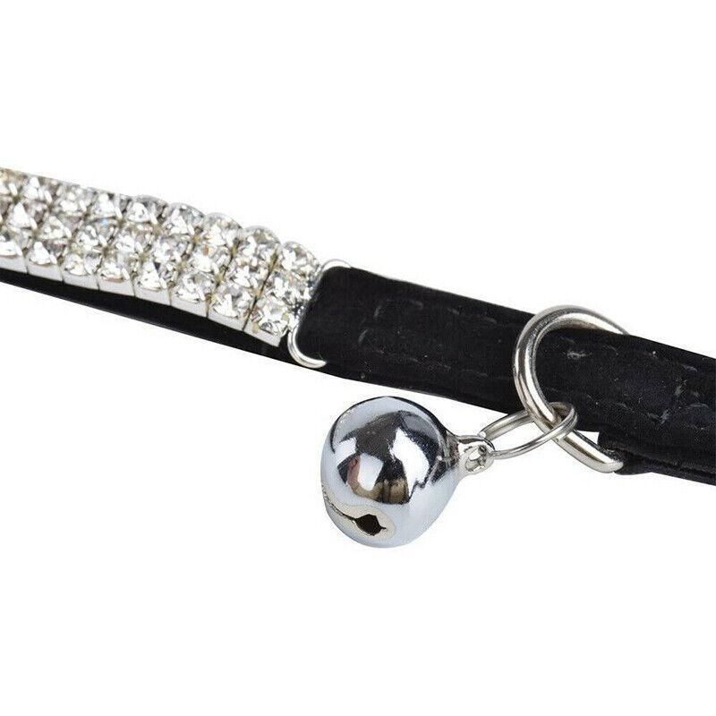 Suede Adjustable Pet Collar with Rhinestone for Cat Puppy 5 Colours Quick Release - Red V528-CRYSTALCOLLAR-RED-15845