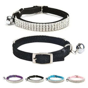 Suede Adjustable Pet Collar with Rhinestone for Cat Puppy 5 Colours Quick Release - Red V528-CRYSTALCOLLAR-RED-15845