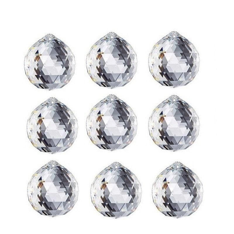 12Pcs 30mm Suncatcher Chandelier Clear Glass Prism Crystal Ball Pendant Set V528-CRYSTALPENDANT12PCS-506124