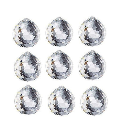 12Pcs 30mm Suncatcher Chandelier Clear Glass Prism Crystal Ball Pendant Set V528-CRYSTALPENDANT12PCS-506124