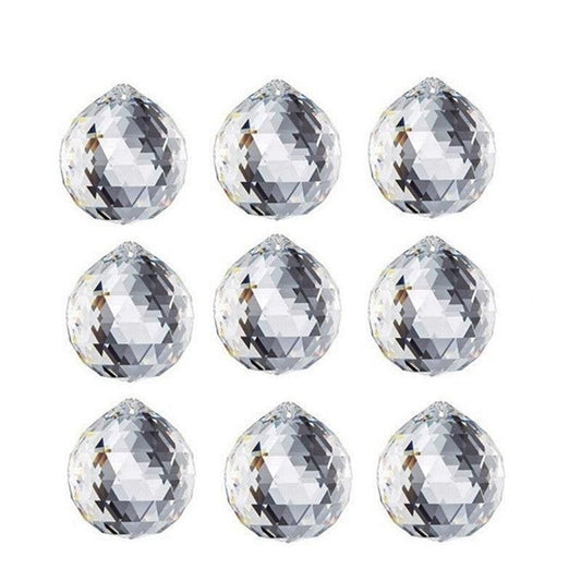 12Pcs 30mm Suncatcher Chandelier Clear Glass Prism Crystal Ball Pendant Set V528-CRYSTALPENDANT12PCS-506124