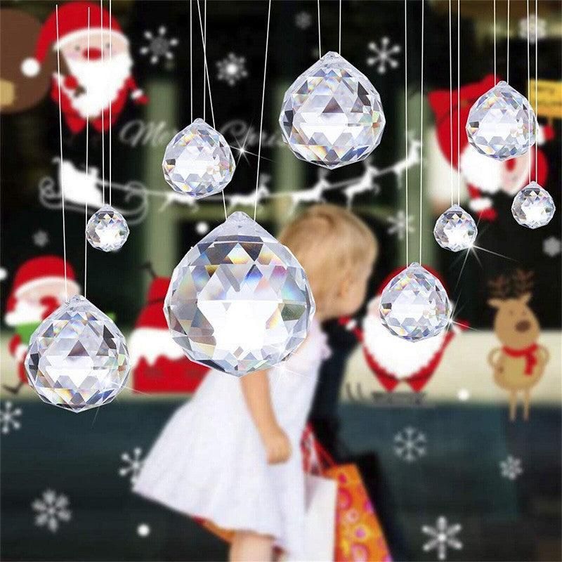 12Pcs 30mm Suncatcher Chandelier Clear Glass Prism Crystal Ball Pendant Set V528-CRYSTALPENDANT12PCS-506124