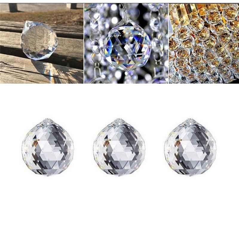 12Pcs 30mm Suncatcher Chandelier Clear Glass Prism Crystal Ball Pendant Set V528-CRYSTALPENDANT12PCS-506124