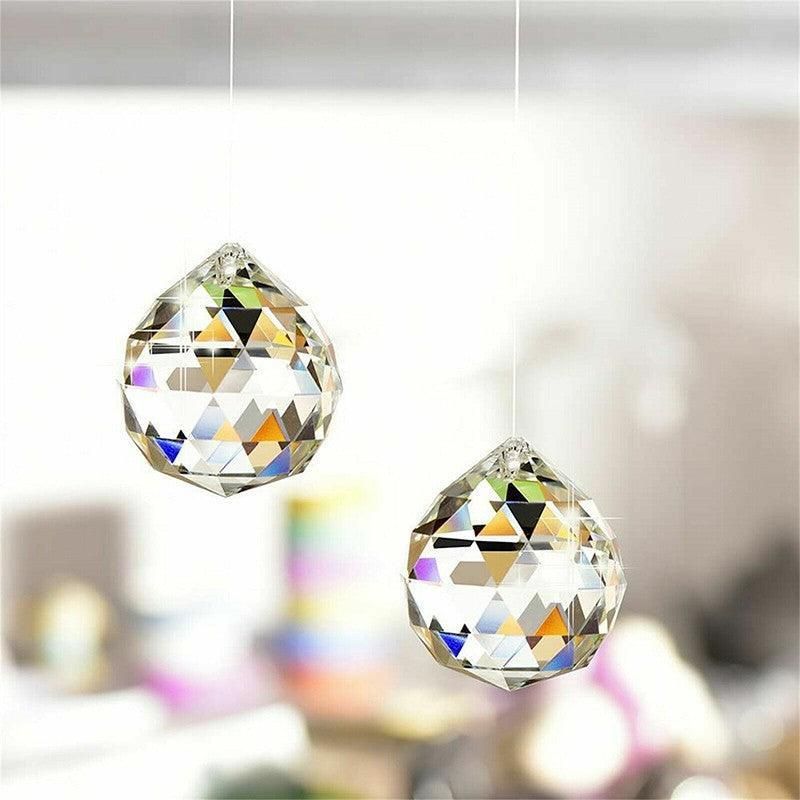12Pcs 30mm Suncatcher Chandelier Clear Glass Prism Crystal Ball Pendant Set V528-CRYSTALPENDANT12PCS-506124