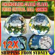 12Pcs 30mm Suncatcher Chandelier Clear Glass Prism Crystal Ball Pendant Set V528-CRYSTALPENDANT12PCS-506124