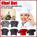 Adjustable Chef Cap with Elastic Band for Kitchen Cooking Baking Catering Use - Black Flatware V528-CSM-HCJ-879465
