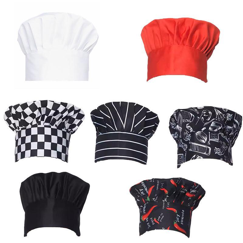 Adjustable Chef Cap with Elastic Band for Kitchen Cooking Baking Catering Use - Black Flatware V528-CSM-HCJ-879465