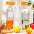 4pcs Large Capacity Square Mug Transparent Plastic Water Juice Drinking Cups V528-CUP-500ML-4PCS-619042