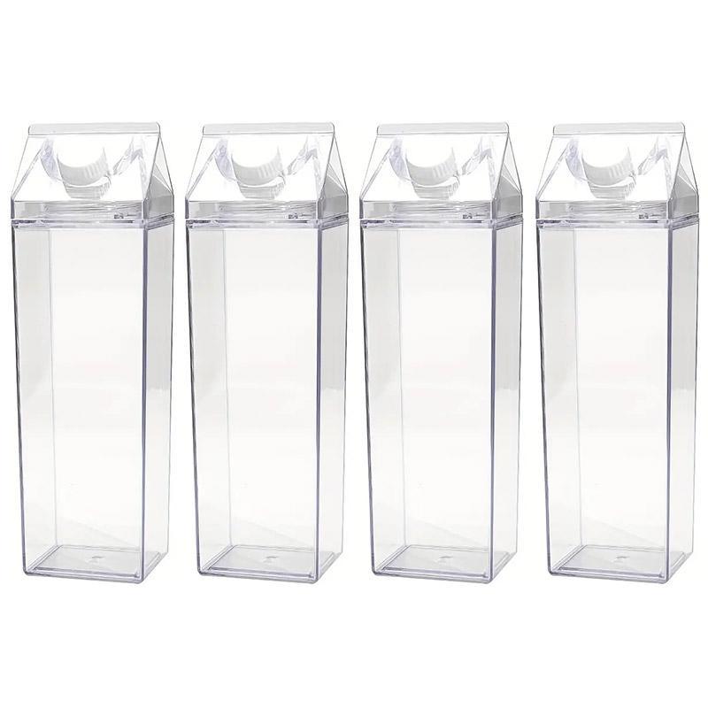 4pcs Large Capacity Square Mug Transparent Plastic Water Juice Drinking Cups V528-CUP-500ML-4PCS-619042