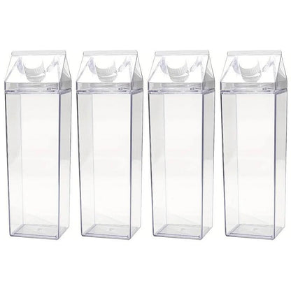 4pcs Large Capacity Square Mug Transparent Plastic Water Juice Drinking Cups V528-CUP-500ML-4PCS-619042