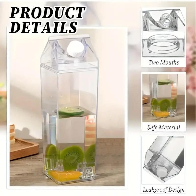 4pcs Large Capacity Square Mug Transparent Plastic Water Juice Drinking Cups V528-CUP-500ML-4PCS-619042