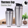 500/750ML Stainless Steel Protein Blender Shaker Cup Bottle Mixed Water Sport - 750ml V528-CUP-750ML-566112