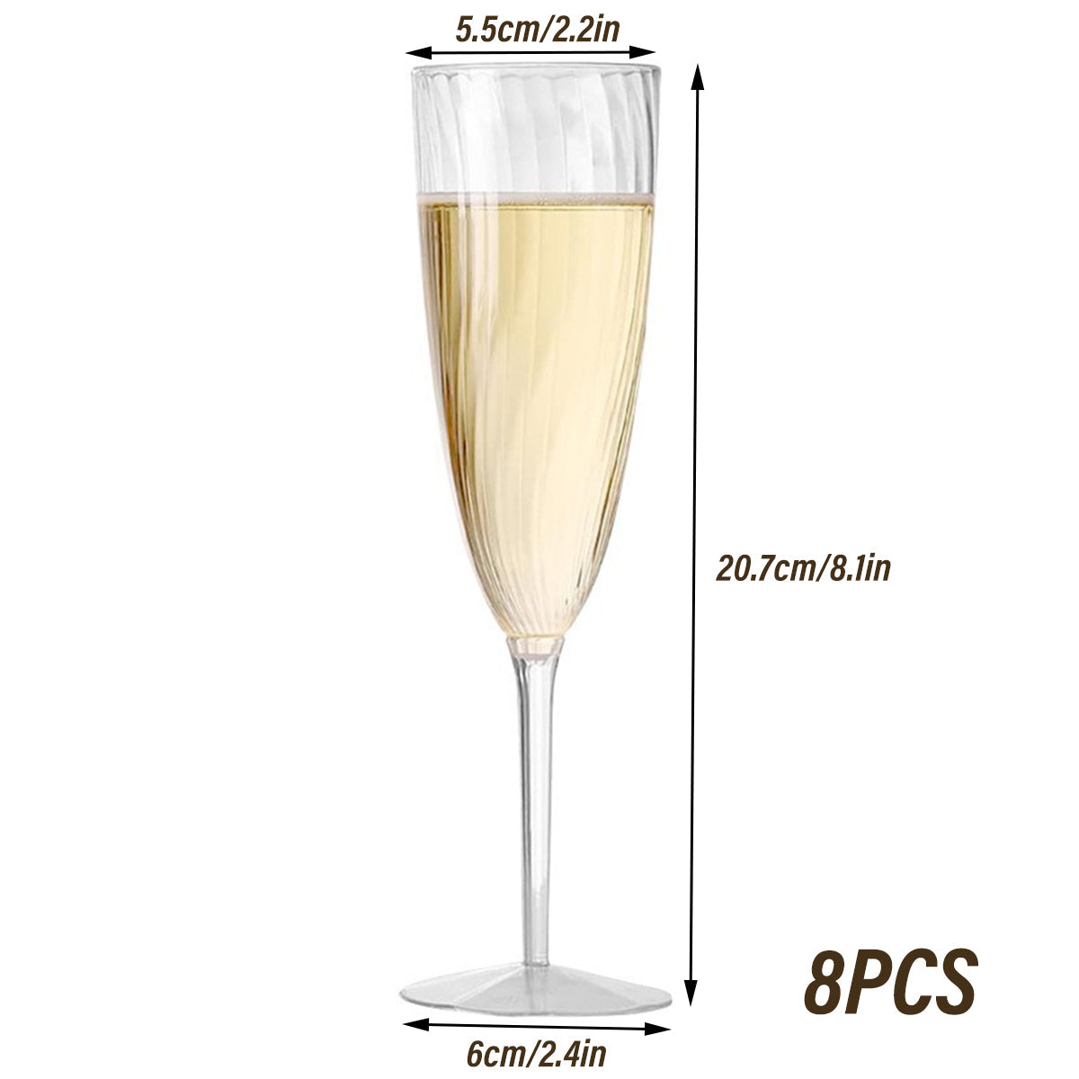 8pcs 180ml Plastic Champagne Glass Tall Wine Glass for Party Wedding Celebration V528-CUP-8PCS-180ML-287548