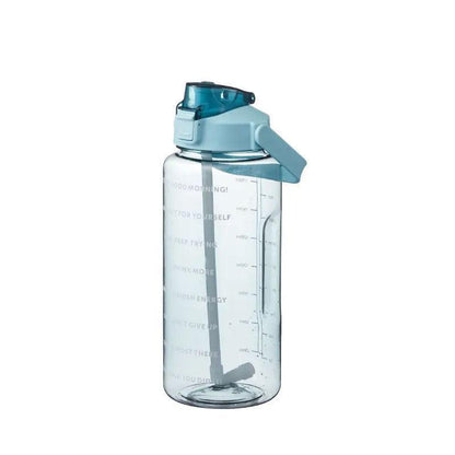 2L Water Bottle Straw Cup Motivational Drink Flask With Time Markings Sports Gym - Black V528-CUP-BLACK-84213