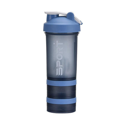 Powder Milkshake Drink Cup Sport Water Bottle 500Ml 3 Tier Protein Shaker Pill - Blue V528-CUP-BLUE-11139