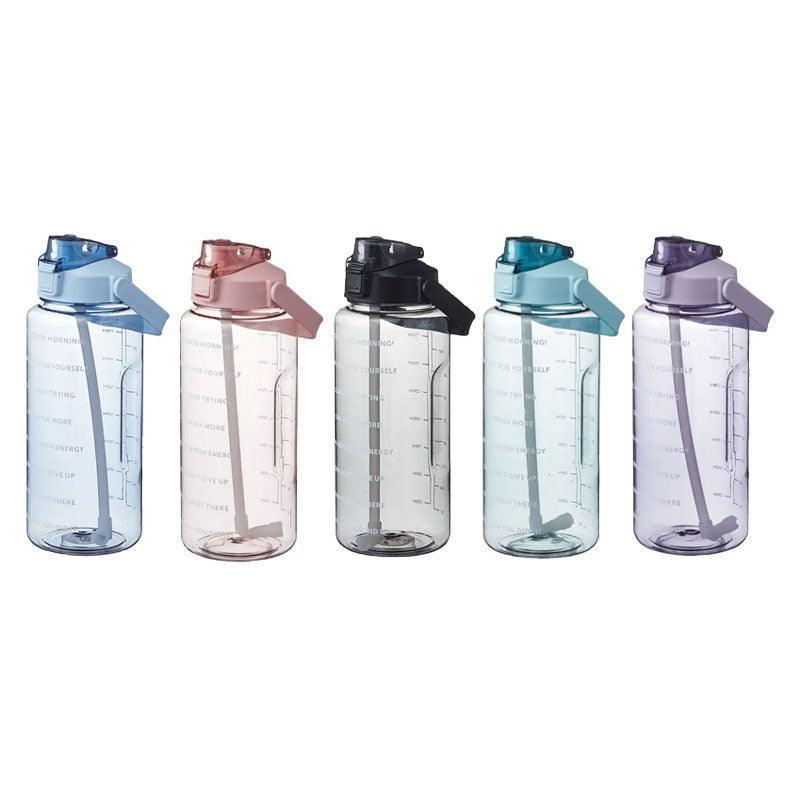 2L Water Bottle Straw Cup Motivational Drink Flask With Time Markings Sports Gym - Green V528-CUP-GREEN-86237