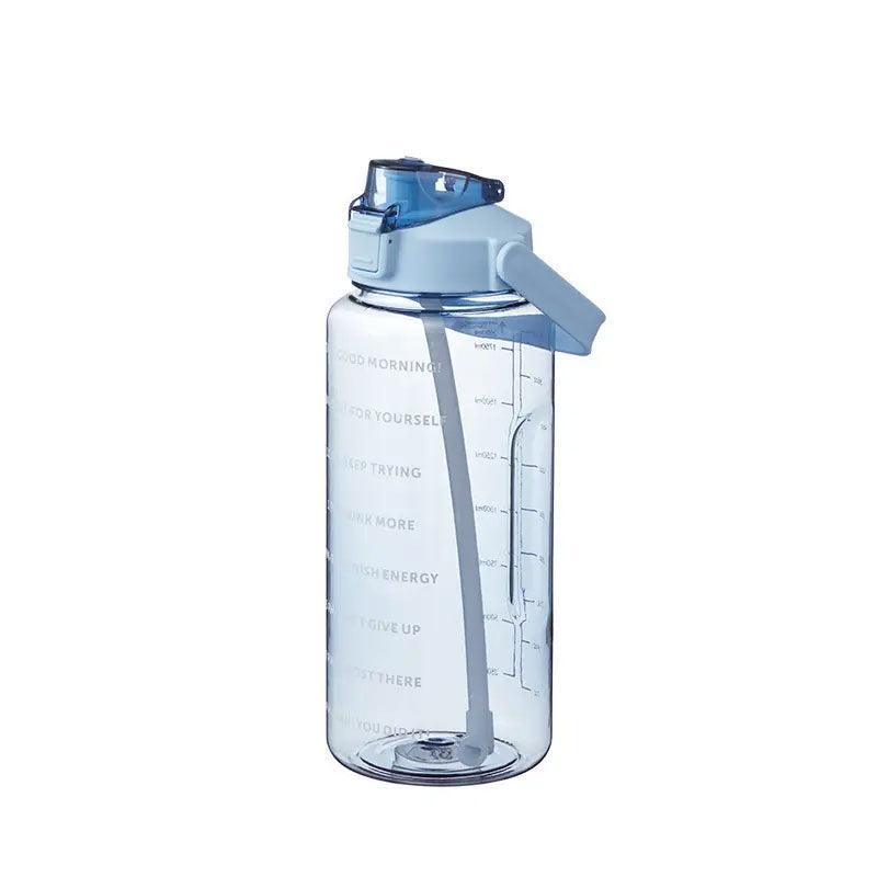 2L Water Bottle Straw Cup Motivational Drink Flask With Time Markings Sports Gym - Green V528-CUP-GREEN-86237