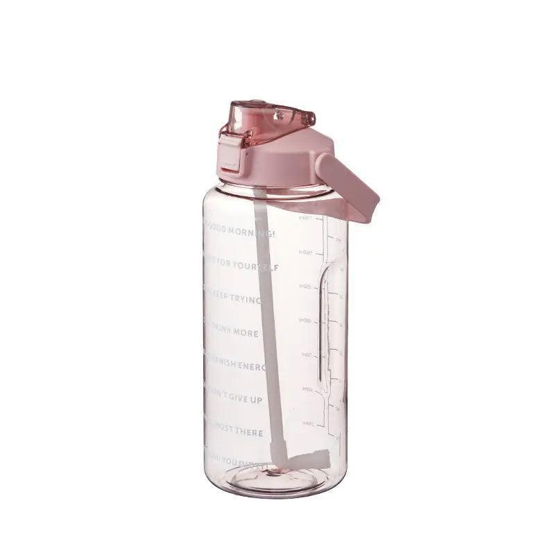 2L Water Bottle Straw Cup Motivational Drink Flask With Time Markings Sports Gym - Green V528-CUP-GREEN-86237