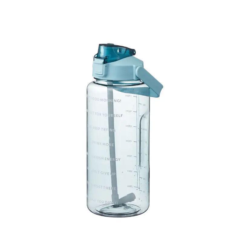2L Water Bottle Straw Cup Motivational Drink Flask With Time Markings Sports Gym - Green V528-CUP-GREEN-86237