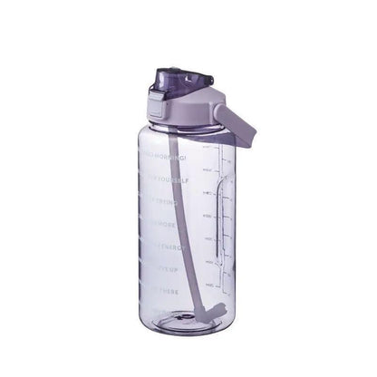 2L Water Bottle Straw Cup Motivational Drink Flask With Time Markings Sports Gym - Green V528-CUP-GREEN-86237