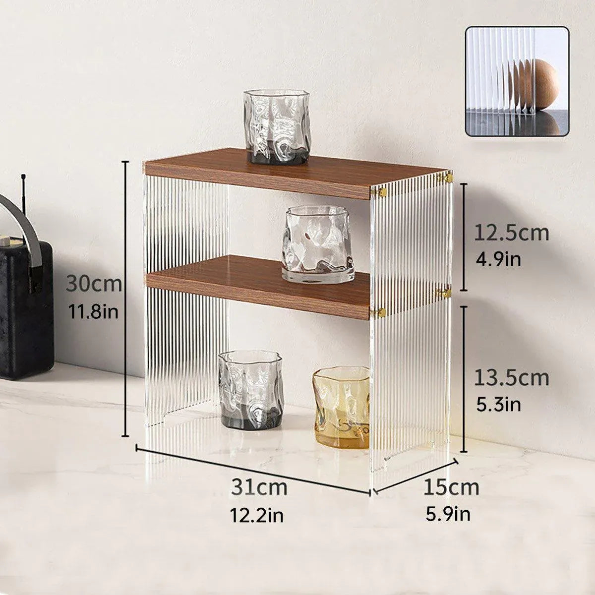 Acrylic Desktop Cup Holder Multi-Purpose Portable Storage Organizer For Home - Wood V528-CUP-HOLDER-2-YMS-995010
