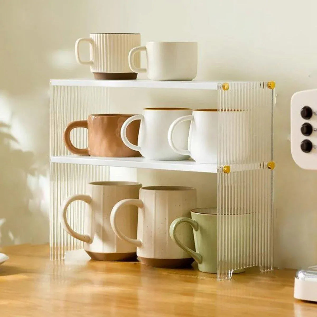 Acrylic Desktop Cup Holder Multi-Purpose Portable Storage Organizer For Home - Wood V528-CUP-HOLDER-2-YMS-995010
