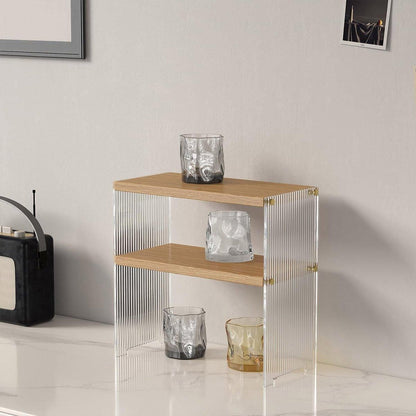 Acrylic Desktop Cup Holder Multi-Purpose Portable Storage Organizer For Home - Wood V528-CUP-HOLDER-2-YMS-995010