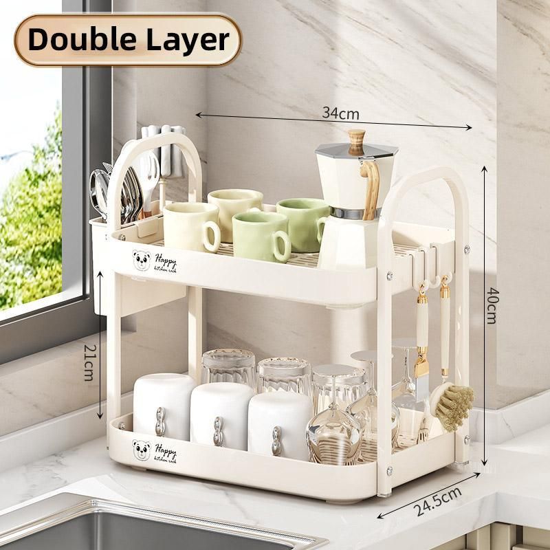 Double Layer Shelf Storage Rack for Water Cups Tea Cups Organizer Kitchen Rack V528-CUP-HOLDER-507488