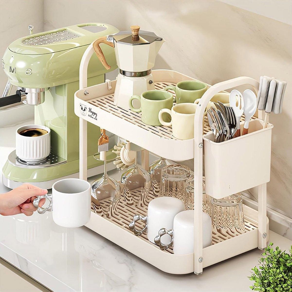 Double Layer Shelf Storage Rack for Water Cups Tea Cups Organizer Kitchen Rack V528-CUP-HOLDER-507488